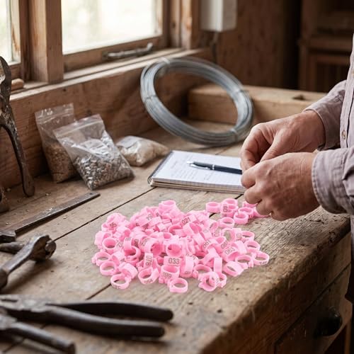 AYNEFY Pigeon Leg Rings,100Pcs / Bag 8mm 001-100 Numbered Letter Bird Leg Bands Pigeon Foot Rings Chick Leg Tags for Bird Ducks Chicken Pigeons Goose Poultry