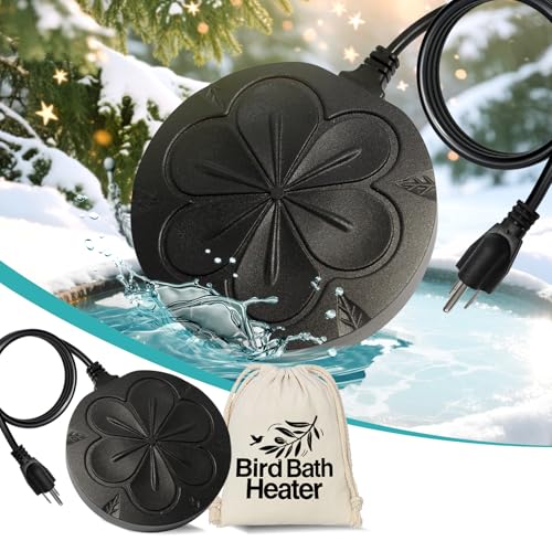 110W Bird Bath Heater for Outdoors in Winter, Submergible Cast Aluminum Chicken Water Heater with Thermostatically Controlled Bird Bath Deicer Pond Deicer for Livestock - color: BLACK