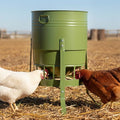 KOL Chicken Feeder No Waste for Coop & Outdoors, 16 Port 50lbs Poultry Feeder with Spill-Control Design, Rust-Proof Powder Coated Metal & Smooth Safe Edges (Avocado Green) - color: Avocado Green
