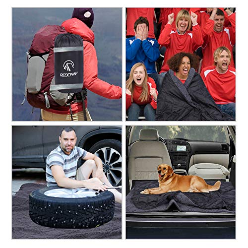 REDCAMP Large Outdoor Blanket 79"x59" Sherpa Fleece Lining, Black | Cold Weather Warm Thick Outdoor Blanket Comfy Foldable & Windproof for Camping Stadium,Car,Picnics,Pet,Trip,Machine Washable - color: Black 59"x 79"