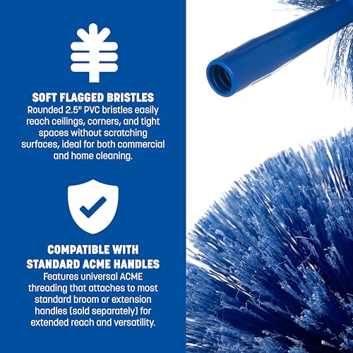 Sparta Round Duster Head, Soft Flagged Bristles, 9 Inch, Blue, 12-Pack | Flo-Pac, Electrostatic Bristles, Ceilings and Corners, Handle Sold Separately, BPA Free
