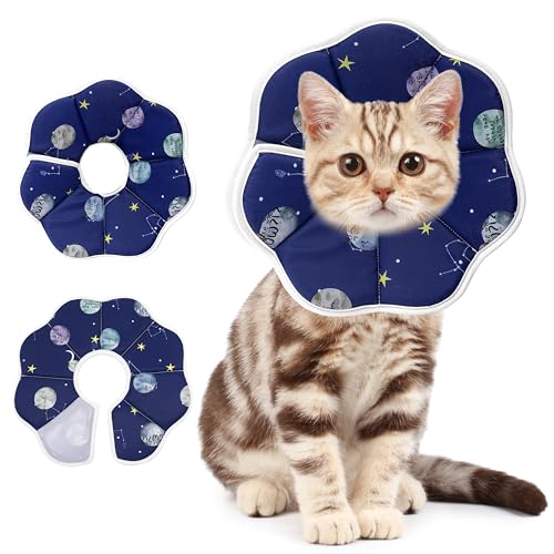Soft Adjustable Cat Cone Collar, Comfortable Cat Recovery Collar | Suitable for Various Types of Cats,Elizabethan Neck Protective Collar for Cats After Surgery (Blue, Small) - color: Blue, size: Small