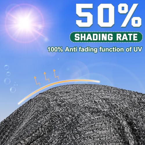 Kesfitt 50% Shade Cloth 20x20 ft, Breathable HDPE Mesh Sun Shade Tarp for Garden & Greenhouse, UV Resistant Outdoor Shade Fabric with Copper Grommets for Plants, Patio, Yard - size: 20ftx20ft, style: 50% Shading Rate