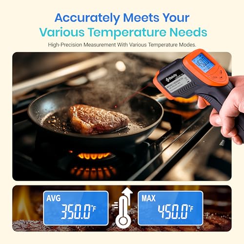 Etekcity Infrared Thermometer Laser Temperature Gun 774, Orange | Cooking, Pizza Oven, Griddle, BBQ, Meat, HVAC, Engine, Adjustable Emissivity, MAX Display, Surface Measurement - color: Orange, style: Classic