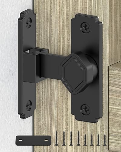 90 Degree Barn Door Lock, Rustproof Sliding Gate Latch, Black 1Pc | Multipurpose Security Lock for Bathroom, Cabinet, Pet Cage, Garden Shed, Window And Sliding Wooden Doors - color: Black-1PC