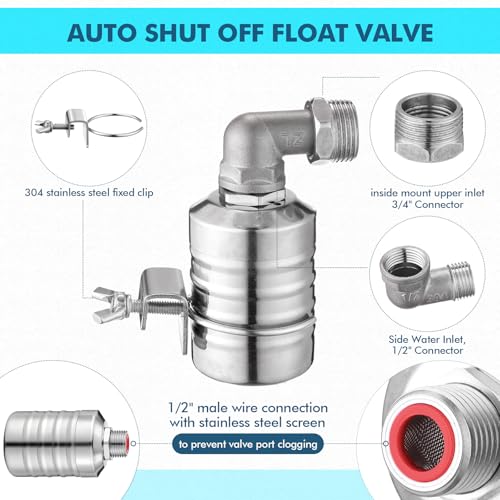 MorningRo 6 Pack Water Float Valve 1/2" to 3/4'' Auto Shut off Water Tank Float Valve 304 Stainless Steel Fully Automatic Level Control for Pool, Livestock Troughs (Classic Style) - style: Classic Style