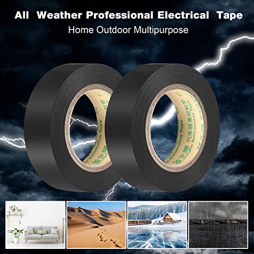 Frienda 10 Pack Black Electrical Tape 3/4 in x 66ft Waterproof High Temperature Resistance Electric and Wire Tape Under 600v Home Outdoor Multipurpose Insulating Wire Wrapping