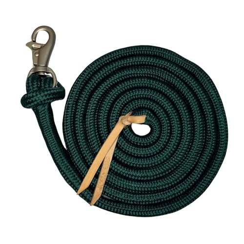 Clinician Braided Training Lead, Bull Snap, 15 ft, Hunter with Satin | Heavy duty braided lead with swivel bull snap, balanced weight gives clear feel for groundwork and lunging