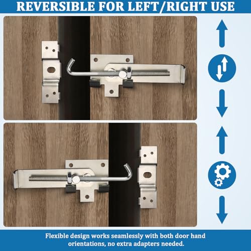 Barn Door Jamb Latch with Hook -7 Inch, Zinc Construction | Secure Sliding Door Lock for Barn and Bi-Parting Doors, Silvery Heavy Duty Barn Door Latch
