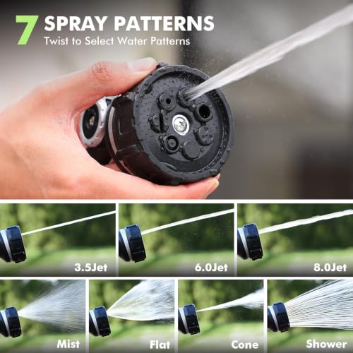 RESTMO Hose Nozzle Heavy Duty, Hose Spray Nozzle Thumb Control for Outdoor | 7 Adjustable Spray Patterns, Leak Proof Hose Nozzle with Flow Control, Ideal for Plants & Lawns, Cars & Pets - color: Black