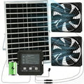 25W Solar Fan for Chicken Coop with Battery and 2000mAh Battery, 3 Smart Modes, 4.7" Dual Fans, Solar Shed Fan & Solar Exhaust Fan for Greenhouse, Dog House, Attic & Outdoor Cooling