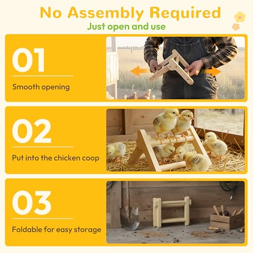 INNOALND Chick Perch Foldable, Chick Toys Stable & No Assemble | Baby Chick Toys for Stand Training, 8.27" × 7.68" × 4.92" Roosting Perch for Chicks Brooder | Coop (S) - size: 8.27" × 7.68" × 4.92"