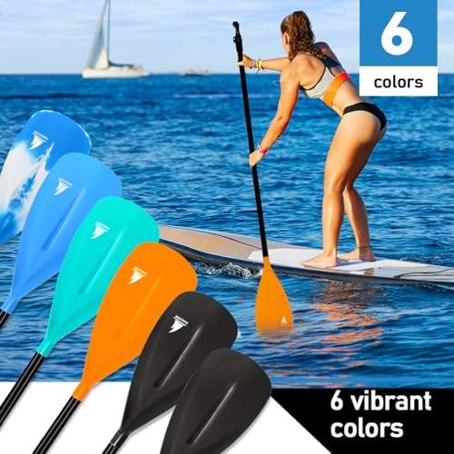 Karltion SUP Paddle - 3-Piece Adjustable Aluminium SUP Paddle with Glass Fiber Blade for Surfing, Floating, Water Sports - color: Orange