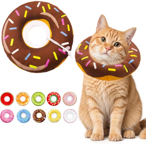 Cat Cone Collar Soft, Adjustable Cat Recovery Cone (Brown, M) | Stop Licking, Cute Kitten Donut Collar After Surgery, Elizabethan Collars for Kittens, Lightweight Cats Neck Cones - color: Brown, size: Medium