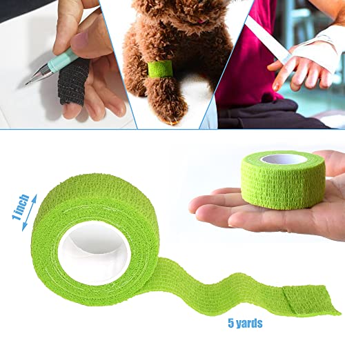 1 Inch Self Adhesive Bandage Wrap, 9 Pack, Multi Colors | Cohesive Bandage Self Stick Wrap for Ankle, Wrist, Finger, Sports, Breathable Cohesive Vet Tape for Pets - color: Multi Colors, size: 1 Inch