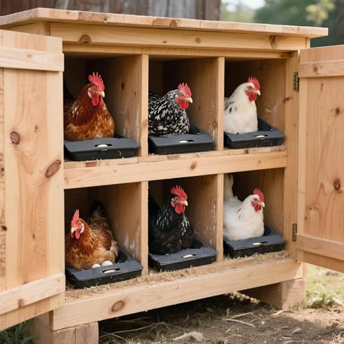 Roll Away Chicken Nesting Box,Lockable Fake Egg & Jute Pad – 2-Height Adjustable Slope – Fits Inside 14"+ Coops – Small to Medium Breeds(1PC)