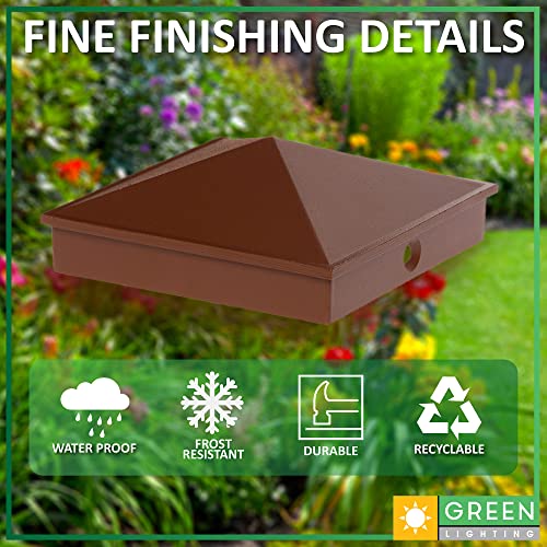 GreenLighting 4x4 Aluminum Pyramid Post Cap Cover (Brown 4 Pack) Fits 4x4 Nominal Wood (True 3.5 x 3.5) Powder Coated Matte Outdoor Post Caps Cover, Fence Wood Post, Decking, Waterproof - color: Brown 4x4, size: 4 Pack