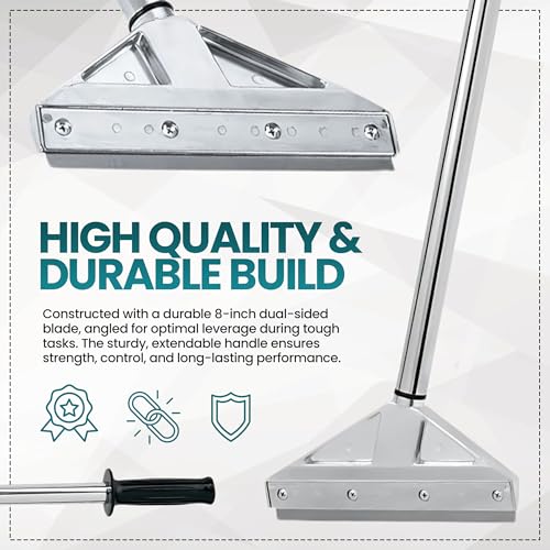 8-Inch Floor Scraper Tool with Razor Blade, Long Handle | 8-inch razor blade floor scraper with telescoping handle and cushioned grip for removing residue, labels and debris - size: Pack of 1