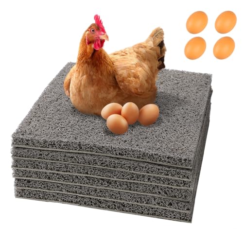 6Pcs Chicken Nesting Pads,Washable Nesting Pads for Chicken Coop, Reusable Chicken Nesting Mats with 4 Fake Eggs, Easy Clean & Durable Laying Box Accessories 12×12 inch - color: Gray-6pcs