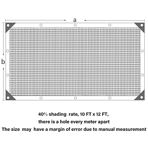 winemana 40% Black Shade Cloth, 10 x 12 FT Durable Mesh Tarp with Grommets, Resistant Garden Sun Shade Netting, Shading Antifreezing for Pergola, Greenhouse, Plants Growing, Chicken Coop - size: 40%-10 FT x 12 FT