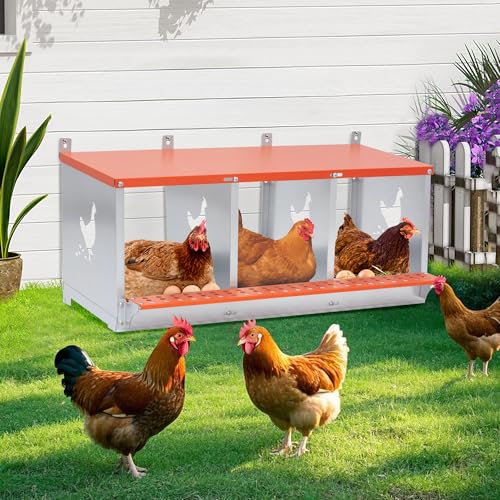 3 Compartment Galvanized Steel Nesting Box Wall Mount | Galvanized Steel Rustproof & Weather Resistant|Vented Design Keeps Interior Dry & Odor Free|Tool-Free Assembly - size: 31.8"L x 17.0"W x 15.0"H