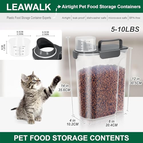 LEAWALK 5Lbs Airtight Cat Dog Food Storage Container with Upgraded Large Nozzle BPA-Free, Pet Food Storage Containers for Rice, Grain, Pet Food, Flour, Dog Treat Storage (Dark Gray, 5L-1pack) - color: Dark Gray, size: 5L-1pack