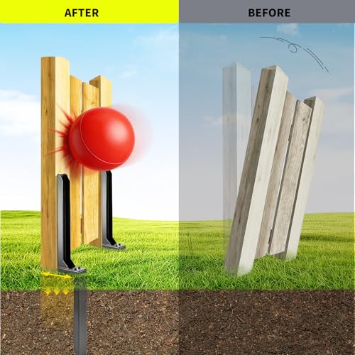 2pcs Fence Post Repair Kit - Fix Rotted or Damaged Wood Posts Without Replacement! Heavy-Duty Steel Brackets & Concrete Anchors for Permanent Stabilization