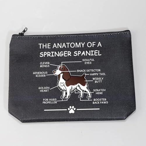 LEVLO Funny Springer Spaniel Lovers Gifts - The Anatomy of A Springer Spaniel Cosmetic Bags for Veterinary Mom - Travel Toiletry Bags (Black) - color: Springer Spaniel-black
