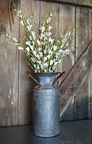Red Co. 13” Large Decorative Farmhouse Galvanized Metal Milk Can Planter Vase with Handles