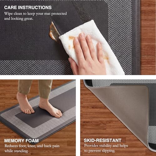 Chef Gear Hettie Anti Fatigue Cushioned Kitchen Mat 18"x32" Black - color: Black, size: 32"L x 18"W x 0.3"Th