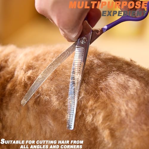 High-end Professional Dog Grooming Curved Thinning Scissors Teeth Blending Shears Pet Texturizing Thinner Blender Shears 7 Inch Extremely Very Sharp Made Of Stainless Steel Alloy For Dog Cat Groomer - color: 7inch Curved Thinning Shears
