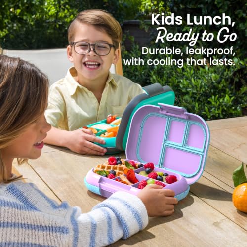 Bentgo Chill Kids 4-Compartment Bento Box Leakproof Lunch Box | Built-In Ice Pack, 3.3 Cup Capacity, BPA-Free, Microwave & Dishwasher Safe Tray, Ideal for Ages 3–7 (Vivid Orchid) - color: Confetti Edition - Vivid Orchid