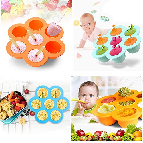 2 Pack Silicone Egg Bites Mold for Instant Pot Accessories - Fits Instant Pot 5,6,8 qt Pressure Cooker Baby Food Freezer Tray with Lid Reusable Storage Container, Pink/blue