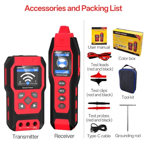 NOYAFA NF-8301 Circuit Tracer, Underground Wire Locator &Digital Multimeter | 8 Level Sensitivity Adjustment, Rechargeable Wire Tracer for Fuses, Irrigation, Wall Wires