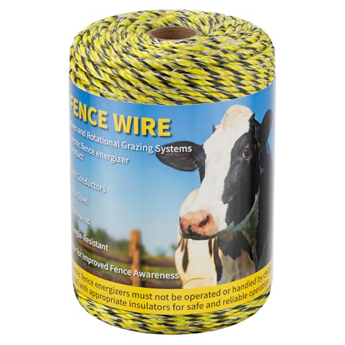Electric Fence Wire 656Ft 200M - 6 Stainless Steel Strands Polywire for Reliable Conductivity - Electric Fence Poly Wire for Portable Livestock Fencing - size: 656 Feet/200 Meters