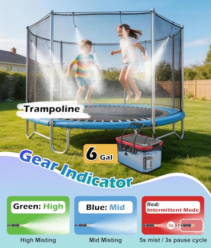 Portable Misting Systems for Patio, Outdoor Water Cooling Misting Kit with 6000mAh Water Pump IPX8, DIY Misters for Outside Garden, Greenhouse, Fan, Umbrella, Canopy, Pasture, Camping(22L Bucket)