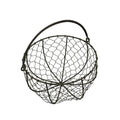Round Metal Wire Egg Basket Wire Gathering Basket with Handle Country Vintage Style Storage Basket. Rusty, Dia. 8 X H 4-3/4 Inch