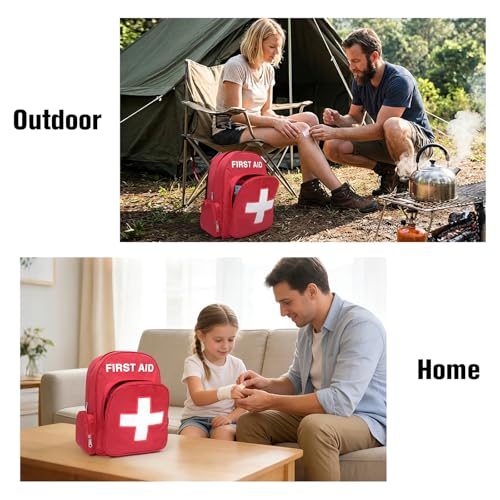 Gatycallaty First Aid Bag Empty Backpack Emergency Bags First Responder Trauma Treatment with 13 Pockets for Outdoor Hiking Travel Field Trips Camping (Red, Pack of 2) - color: Red, Pack of 2