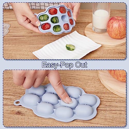 KingKam Breastmilk Popsicle Molds & Baby Fruit Feeder Teether (2 Set) | Teething Gum Cooling Relief, Food Freezer Tray with Lid, for Pureed Vegetables, BPA Free Silicone, Dishwasher Safe，4 Month+ - color: Blue / Green