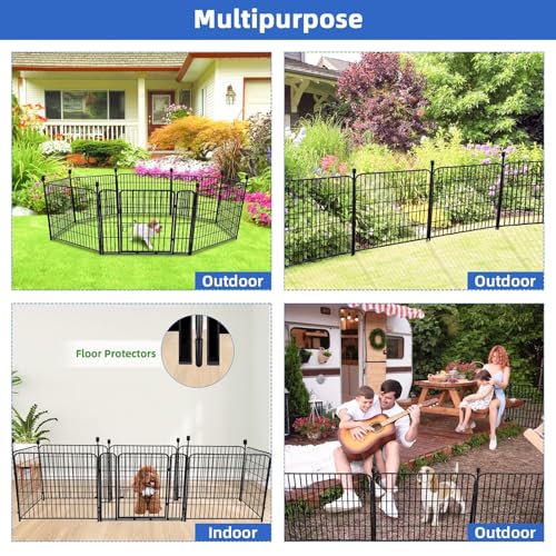 ADAVIN 24 in(H) Garden Fence with Gate, 8 Panels Total 19.7 Ft(L), Heavy Duty Iron Metal Animal Barrier Fence, Dog Fence Outdoor for Yard, Temporary Fencing, No Dig Garden Border Fencing - size: 8panels-24in(H)×19.7ft(L)