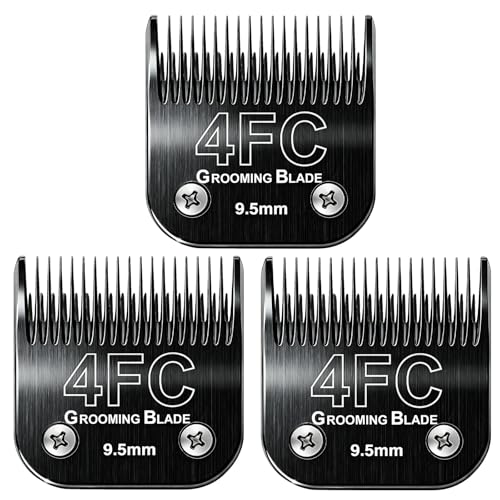 3 Pcs Size 4FC Detachable Dog Grooming Blades, Compatible with Andis, Oster A5, Wahl KM10 Series Clippers, Cut Length 9.5mm, Black (4FC 9.5mm, 3Pcs) - size: 4FC 9.5mm, 3Pcs