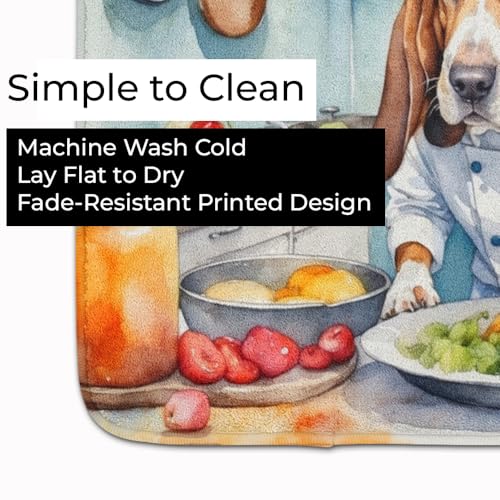 Caroline's Treasures Basset Hound The Chef Memory Foam Kitchen Mat Machine Washable Anti-Fatigue Mat Cushion Comfort Bath Mat or Kitchen Rug - color: Basset Hound 6196