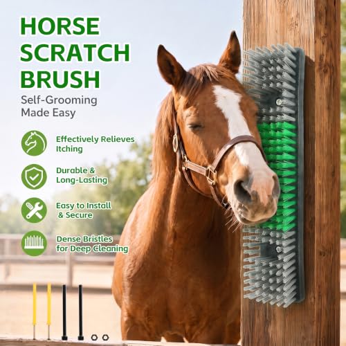 Livestock Scratch Brush for Cattle, Horses, Goats, Cow, Durable Scratching Brush, Massage Grooming Tool for Healthy Coat, Relieves Itching, Easy Install on Fence Posts(6pcs, Gray) - color: Gray, size: 6Pcs