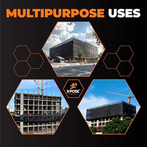Xpose Safety Debris Netting for Construction | 8.5’ x 150’, 1/6" Mesh Scaffold Safety Net, Temporary Material Roll, Visibility Fence, Heavy-Duty Fire Retardant, Black - color: Black, size: 8.5' X 150' – 1/16" Mesh