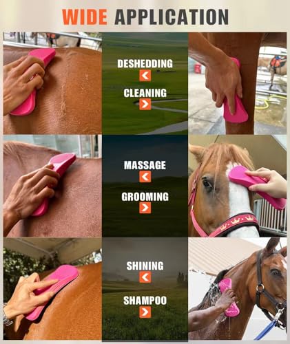 Horse Grooming Shedding Tool - Blade-Free Horses Brush for Grooming Kit Supplies, Pink - color: pink