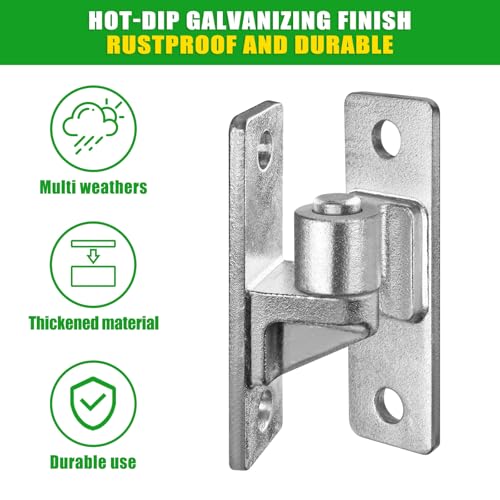 4.9" Heavy Duty Gate Hinges, Wall Mount Female Male Hinges | 2 Pairs, Hot-Dip Galvanized Finish, Provides Stable Support, Smooth Opening and Closing for Wooden Fences and Farm Gates - color: Silver2, 2 Pack