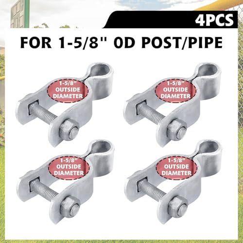 4 Pack 1-5/8" Chain Link Fence Frame Gate Post Female Hinge, Galvanized Steel Gate Hinge for Fence Posts, Bolts & Nuts Included - size: 1-5/8" Female