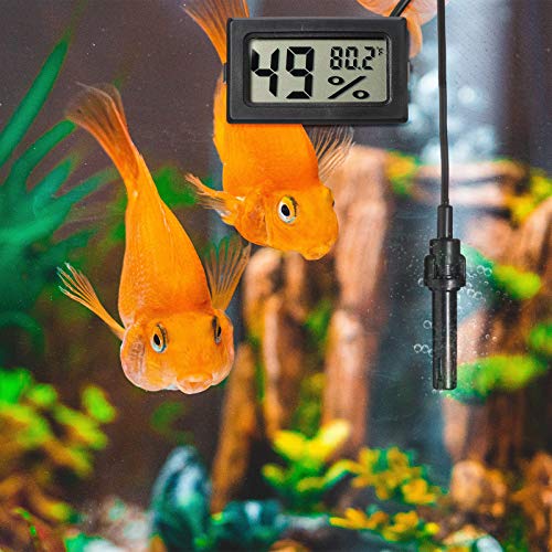 Weewooday Mini Digital Temperature Humidity Meters Gauge with Probe Gauge LCD Fahrenheit Display Thermometer Hygrometer for Incubator Reptile Plant Greenhouse Chicken Coop Garden(Black, 3 Pieces) - size: Black