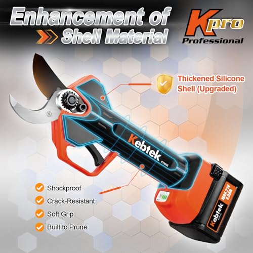 Kebtek 35mm/1.4" Professional Cordless Electric Pruning Shears | Includes 2×21V 2000mAh Batteries, Compatible with Pole for Apple Peach Olive & Grapevine High Branch Cutting