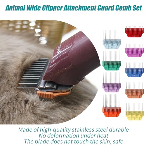 DOG Stainless Steel Wide Clipper Attachment Guard comb Set for A5 Series | 9-Piece,Snap-On/Off Design Combs,Only Fir for 10W/15W/30W Wide Blade - color: 9-Pack